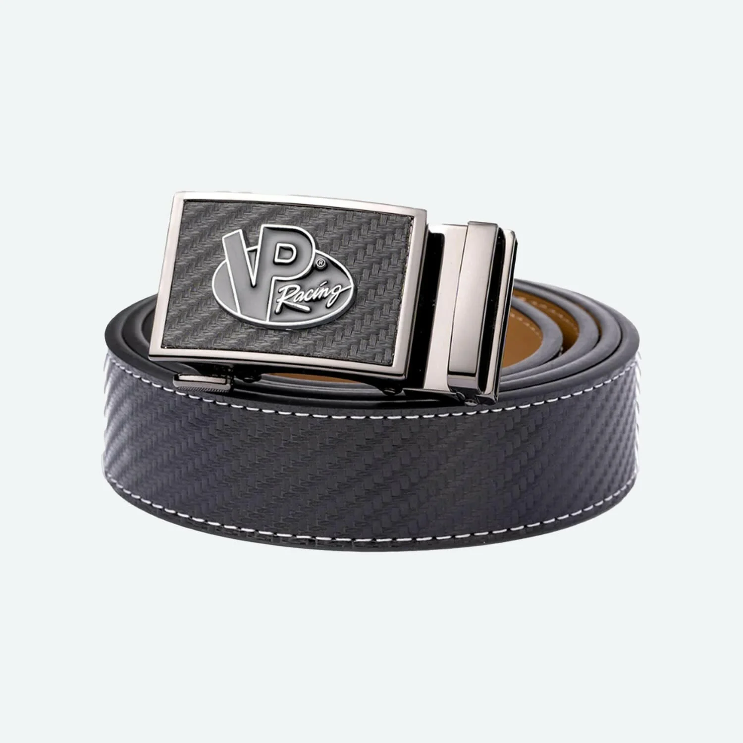 VP Racing Leather Belt with Brushed Metal Belt Buckle